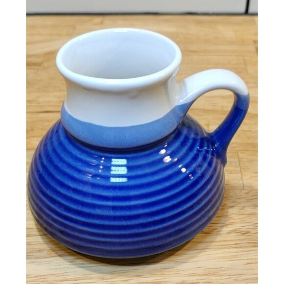 No Spill non slip Coffee Mug Pottery Ceram blue and white, Made in Taiwan Box - Picture 10 of 12